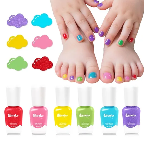 Juego de Esmalte de Uñas de Secado Rápido para Niños, Esmalte de Uñas No Tóxico para Niños Pequeños, Esmalte para Uñas de las Manos Despegable a