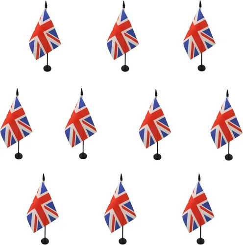 Miniatura 98 de United Kingdon Coat of arms Table Flag 5'' x 8'' - UK - British - England Desk Flag 21 x 14 cm - Black plastic stick and base - AZ FLAG Escudo
