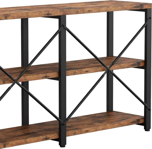 Miniatura 7 de IRONCK Mesa Consola Rústica de Entrada, Mesa Larga de Pasillo de 55 Pulgadas de 3 Niveles, Soporte de TV Centro de Entretenimiento Soporte