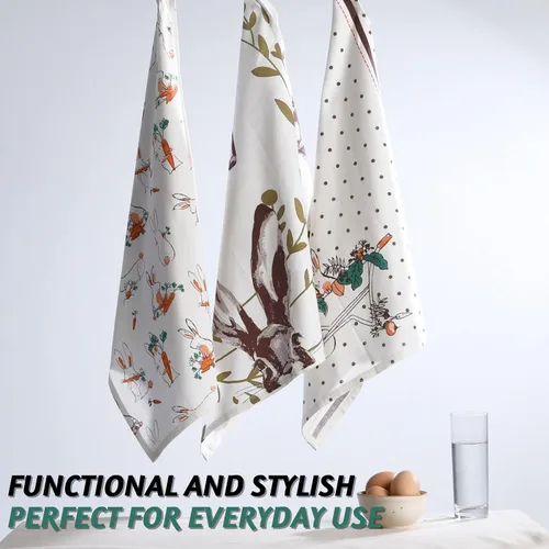 Miniatura 8 de Folkulture Toallas de cocina con lazo para colgar, juego de 3, paños de cocina 100% algodón para secar platos, paños de cocina o toallas de mano