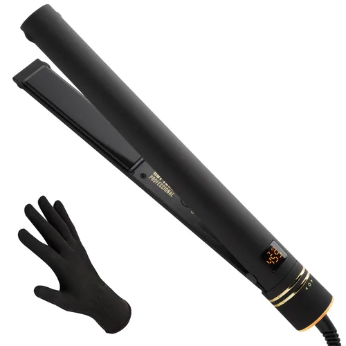Miniatura 8 de HOT TOOLS Pro Artist - Plancha plana iónica de oro negro de 1 1/4 pulgadas, úsalo como alisador para cabello liso elegante o utiliza bordes