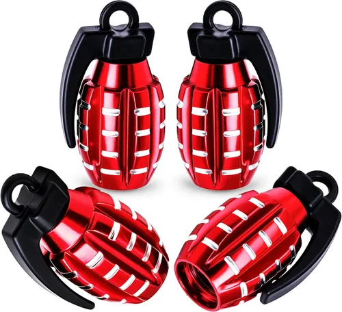 Miniatura 31 de 6 tapas de válvula de neumático, cubiertas universales de válvula de neumático de aleación de aluminio para automóviles, camiones, SUV, Rojo