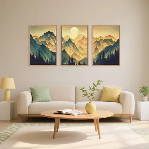 Miniatura 14 de Celestdeco Juego de arte de pared en lienzo abstracto y neutro grande con marco naranja, moderno y minimalista para pared, diseño geométrico bohemio
