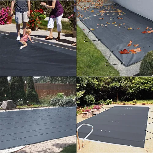 Miniatura 8 de VEVOR Cubierta rectangular para piscina de 12 x 20 pies, toldo de invierno de PVC color carbón, impermeable y repelente de suciedad