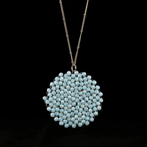 Miniatura 3 de Collar con colgante de cristal hecho a mano con forma de círculo para mujer, collares largos y encantadores