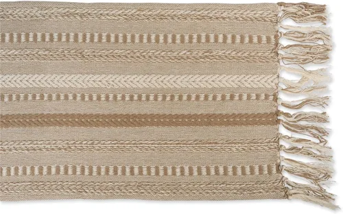 Miniatura 2 de DII Farmhouse - Camino de mesa trenzado a rayas, 15 x 72, piedra