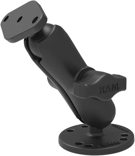 RAM Mounts Soporte de perforación con brazo de doble enchufe y placa de diamante, bola de tamaño B de 1 pulgada, montaje de superficie plana AMPS