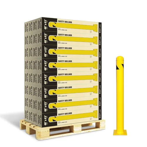 Miniatura 18 de 8NET Paquete de 32 bolardos de seguridad de 24 pulgadas de alto x 4.5 pulgadas de profundidad, 12 Ga (0.106 in), base 8 x 8 pulgadas, con 4 pernos