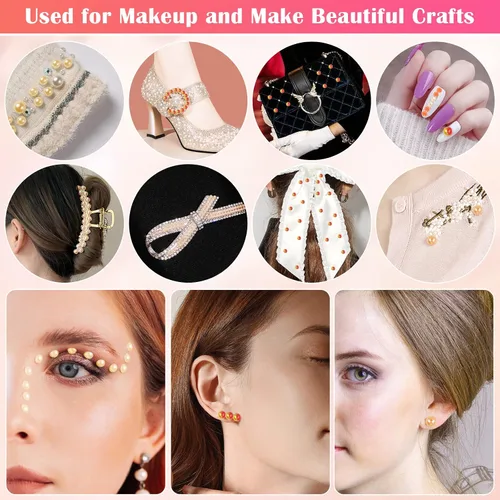 Miniatura 5 de 10000 perlas para uñas de diamantes de imitación para uñas con 4 piezas de pegamento B7000 de 0.5 fl oz, perlas para manualidades, 4