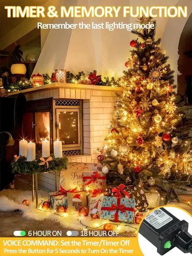 Miniatura 4 de 2025 Nuevas Luces de Navidad Conectables con Control de Voz para Interiores/Exteriores, 200 LED 23.1 mt Extensibles, Cadena de Luces de Navidad