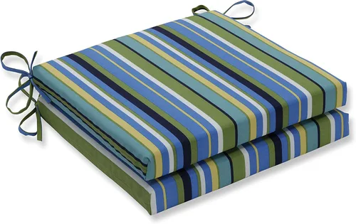 Miniatura 15 de Pillow Perfect Cojín cuadrado para asiento de silla esquinera para interiores y exteriores con lazos, relleno de fibra de felpa, resistente a