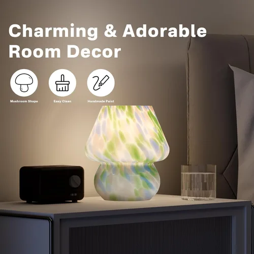 Miniatura 4 de Dawnwake Lámpara de Mesa con Forma de Hongo para Dormitorio, Pequeñas Lámparas de Escritorio de Mesita de Noche para Sala de Estar, Decoración