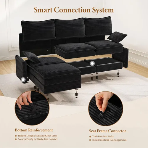 Miniatura 5 de Vesgantti Sofá modular de 108 pulgadas, cómodo sofá de nube con asiento profundo otomano movible, sofá modular en forma de L, sofás seccionales