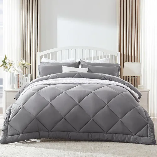 Miniatura 7 de SLEEP ZONE - Juego de edredón reversible y refrescante tamaño Queen, relleno alternativo relleno alternativo suave, transpirable y cálido para todo