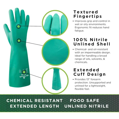 Miniatura 2 de SHOWA 717 - Guantes de seguridad de nitrilo sin forro, resistentes a químicos, 11 mil, 13 pulgadas de largo, XS (paquete de 12 pares)
