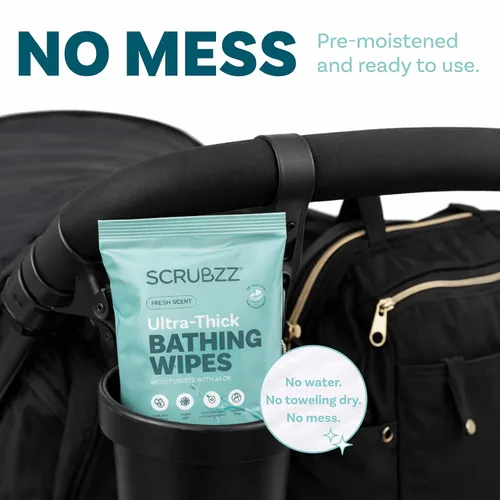 Miniatura 5 de Toallitas de baño extra grandes sin enjuague para adultos - 40 paños desechables para limpieza corporal para hombres, mujeres y personas mayores