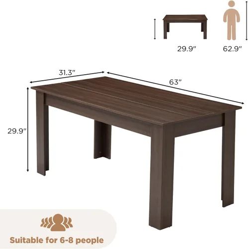 Miniatura 3 de AVAWING Mesa de cocina de madera para 4, mesa de comedor para 6-8 personas, mesas rectangulares grandes de granja, escritorio de madera con patas