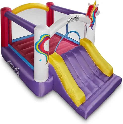 Miniatura 2 de Cloud 9 Casa inflable de rebote y soplador, gorila con temática de unicornio para niños con tobogán, incluye estacas y parches de reparación