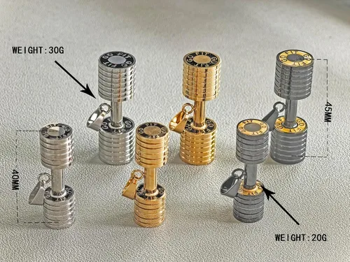 Miniatura 5 de Jewelry - Collar con colgante de cadena de mancuernas de acero inoxidable para hombre y mujer