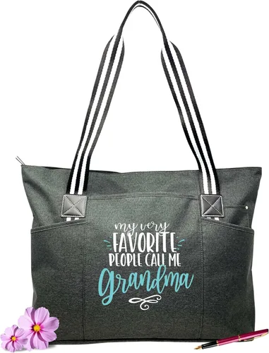 Miniatura 28 de Brooke & Jess Designs Bolso de mano para la abuela – Bolso de lona resistente con cremallera y bolsillo interior para la abuela para uso diario