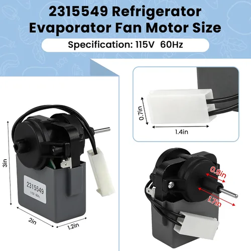 Miniatura 2 de AMI PARTS 2315549 Motor del Ventilador del Evaporador del Refrigerador Compatible con Refrigerador Whirlpool Kenmore Reemplaza WP2315549 2220569
