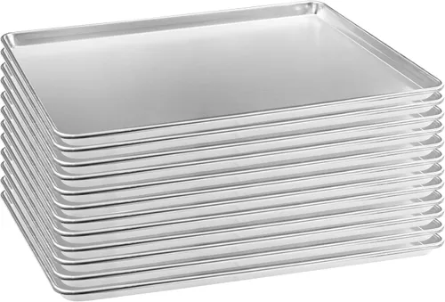 Miniatura 10 de HARDURA - Bandeja de aluminio para hornear de 18 pulgadas de largo x 13 pulgadas de ancho x 1 pulgadas de alto, 12 paquetes, para horno en panadería