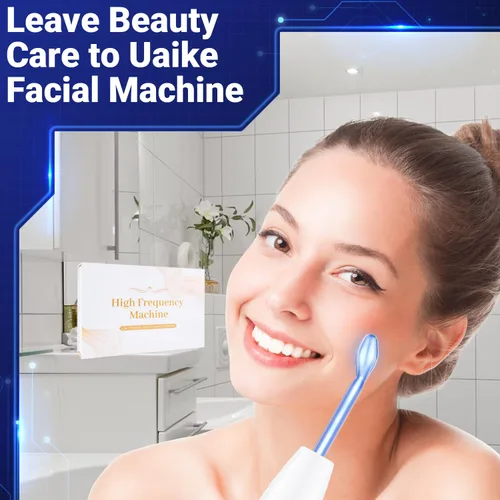 Miniatura 6 de Uaike - Varita facial de alta frecuencia, portátil, portátil, de mano, azul, de alta frecuencia, para el hogar, dispositivo de varita facial con 4