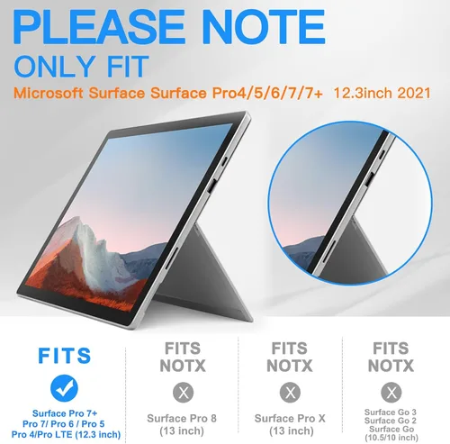 Miniatura 2 de BRAECNstock Funda protectora resistente a prueba de golpes para Microsoft Surface Pro 7+ Plus, 7, 6, 5, 4 pulgadas, con correa de mano y soporte
