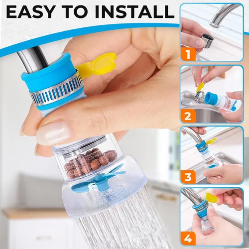Miniatura 4 de Juego de 3 filtros de grifo, extensores de grifo de agua con rotación 360, purificador de agua ajustable para fregadero (0.83 x 2.6 x 1.85), fácil
