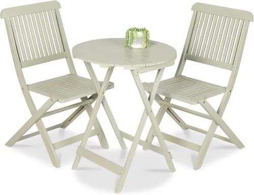 Miniatura 10 de Best Choice Products Juego de 3 piezas de madera de acacia, muebles de patio plegables para patio trasero, balcón, terraza con 2 sillas, mesa
