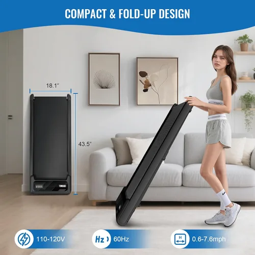 Miniatura 4 de RIVANO Caminadora portátil para usar debajo del escritorio 2025, para uso en la oficina en casa, almohadilla plegable 2 en 1 con inclinación, amplia