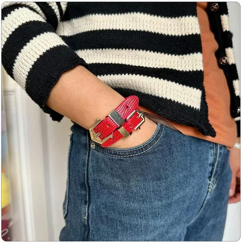 Miniatura 3 de PEAS Pulsera de cuero de la PU de la PU de la hebilla de la hebilla del cinturón de la aleación de la joyería punk