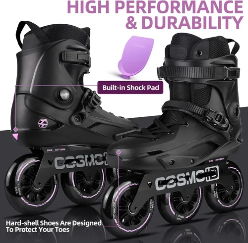 Miniatura 5 de Patín en línea para adultos - COSMOID Patines de alta performance con cuchillas para mujeres y hombres, marco de metal de 3 ruedas de 110mm