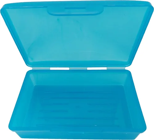 Miniatura 4 de American Comb: Jabonera 1 unidad Aqua - Fabricado en los Estados Unidos - Jabonera con tapa con bisagras y cierre seguro Azul