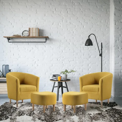 Miniatura 19 de DAZONE Silla decorativa Sherpa con otomana, sillón blanco esponjoso de barril de peluche para sala de estar acogedora, sillas pequeñas y cómodas