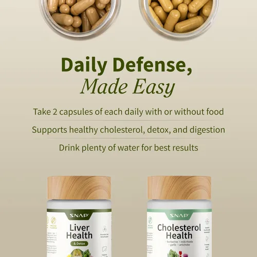 Miniatura 4 de Snap Supplements Paquete de suplementos para la salud del hígado y desintoxicación y salud del colesterol, apoya la salud del corazón, hígado