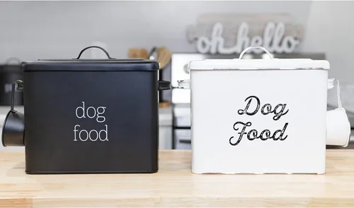 Miniatura 9 de AuldHome Design - Contenedor retro para comida de perro (negro); contenedor de almacenamiento moderno de estilo granja para comida de mascotas