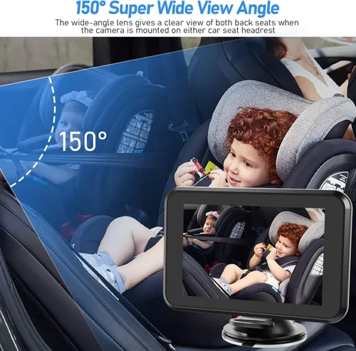 Miniatura 4 de Cámara de Coche para Bebé Itomoro USB, Monitor de Bebé para Coche de 4.3" HD con Cámara y Visión Nocturna, Espejo de Coche para Bebé de Seguridad