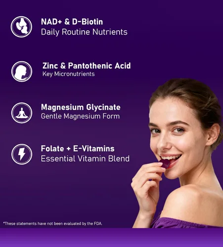 Miniatura 6 de Gomitas NAD+, suplemento de resveratrol NAD para adultos, colágeno, quercetina, berberina, rodiola y extracto de semilla de uva, apoya la energía