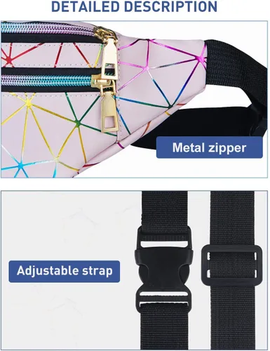 Miniatura 4 de Livacasa - Cangurera holográfica linda, brillante e impermeable para mujer, cangurera para viajes, fiestas, festivales, correr y senderismo