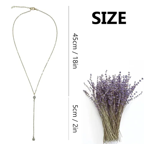 Miniatura 6 de Handmade Lariat Necklace for Women 18K Gold Plated Dainty Drop Y Chain Necklace Jewelry for Women Girl Gifts with Simulated Diamond16 to 18