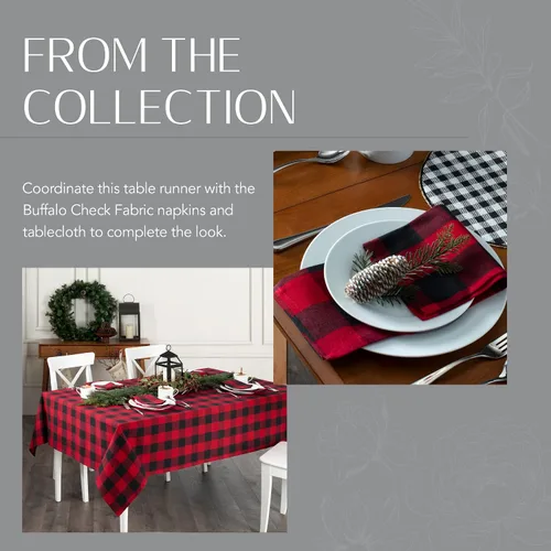 Miniatura 5 de Elrene Home Fashions Camino de mesa Farmhouse Living Holiday Buffalo-Check, 13 pulgadas de ancho x 70 pulgadas de largo, rojo/negro