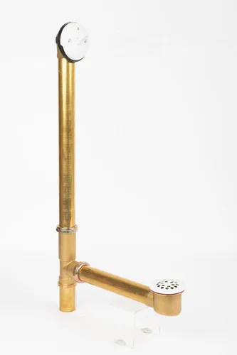 Miniatura 12 de Fine Fixtures Desagüe de ducha para bañera, tubo de latón calibre 20, kit de drenaje de desbordamiento de palanca de viaje, latón satinado