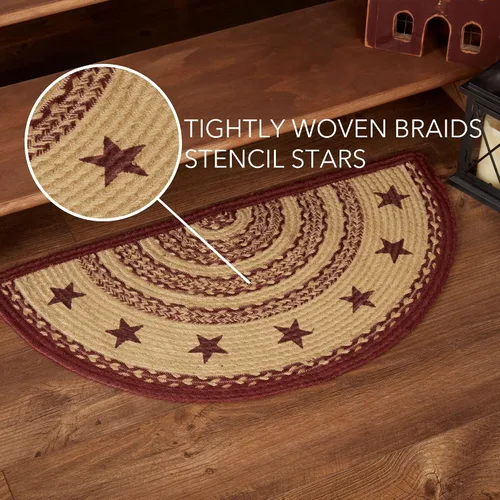 Miniatura 3 de VHC Brands Alfombra de yute marrón burdeos con diseño de estrellas y almohadilla de 16.5 x 33 pulgadas