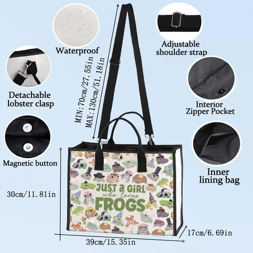 Miniatura 2 de LEVLO Bolsa de maquillaje cosmética de rana divertida, regalo para amantes de los animales, solo una chica que ama a las ranas, bolsa de maquillaje