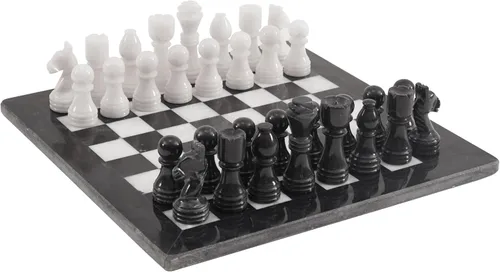 Radicaln Juego de ajedrez de mármol de 12 pulgadas en blanco y negro, hecho a mano, juegos de mesa clásicos para adultos, tablero de ajedrez de