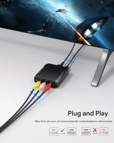 Miniatura 5 de Adaptador WENTER de RCA a HDMI, convertidor de 1080P AV a HDMI, adaptador de audio y video compuesto mini CVBS, compatible con PAL/NTSC