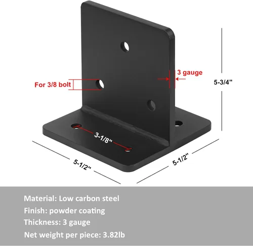 Miniatura 2 de 2 bases de poste ocultas de 6 x 6, soporte de placa de cuchillo resistente, soportes de anclaje de poste de calibre 3