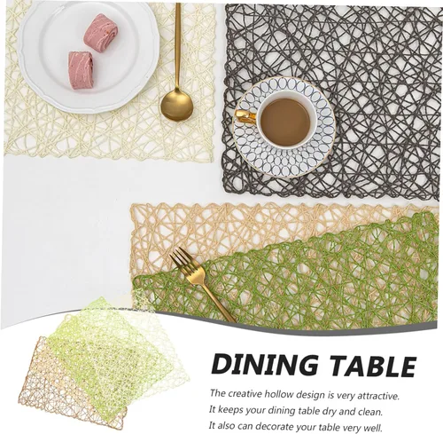 Miniatura 7 de Mikinona 4 manteles individuales tejidos de cuerda de papel de ratán, manteles individuales de papel aislados, tapete decorativo para colocar tazas