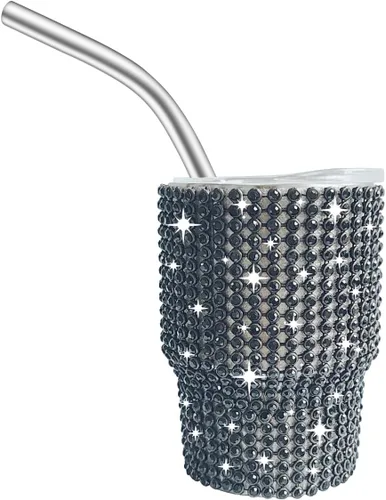 Miniatura 10 de INSTOME Vaso de chupito de acero inoxidable de 3oz con forma de diamante, vaso con pajita, color púrpura (1 unidad)